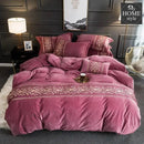 LUXURY EMBROIDERED VELVET DUVET PINK