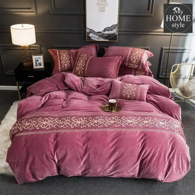 LUXURY EMBROIDERED VELVET DUVET PINK
