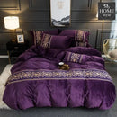 LUXURY EMBROIDERED VELVET DUVET PURPLE