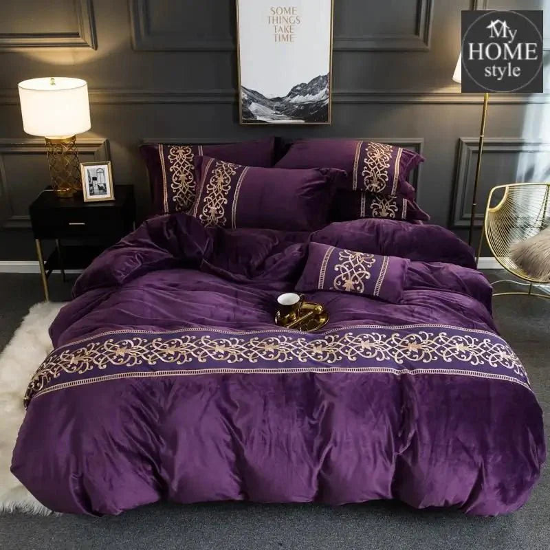 LUXURY EMBROIDERED VELVET DUVET PURPLE