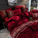 LUXURY EMBROIDERED VELVET DUVET RED