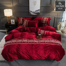LUXURY EMBROIDERED VELVET DUVET RED