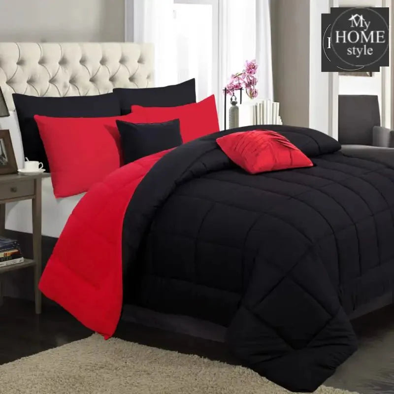 Luxury Light FIlled Comforter set Red & Black