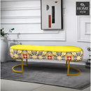 Luxury Printed Velvet Wooden stool 3 Seater With Steel Stand -1208