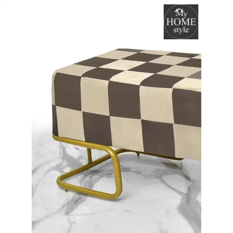 Luxury Printed Velvet Wooden stool 3 Seater With Steel Stand -1254
