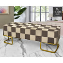 Luxury Printed Velvet Wooden stool 3 Seater With Steel Stand -1254