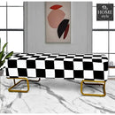 Luxury Printed Velvet Wooden stool 3 Seater With Steel Stand -1255