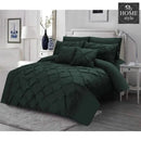 Luxury Pintuck & Pleated Duvet Set Dark Green