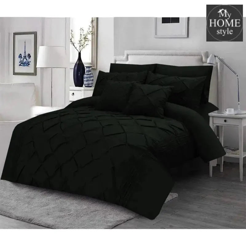 Luxury Pintuck & Pleated Duvet Set Forest Green