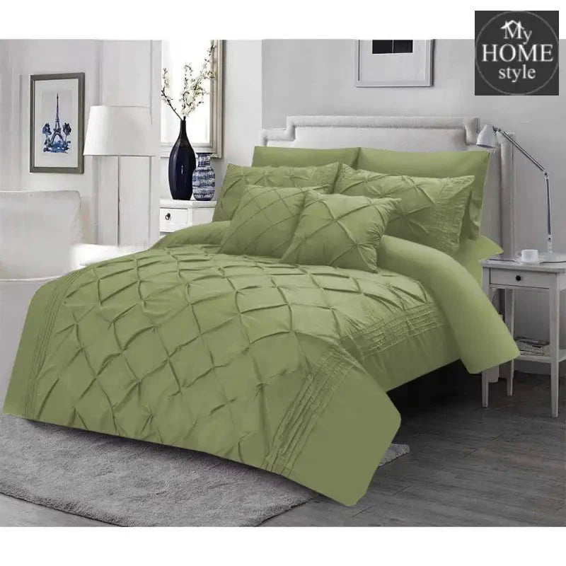 Luxury Pintuck & Pleated Duvet Set Light Green