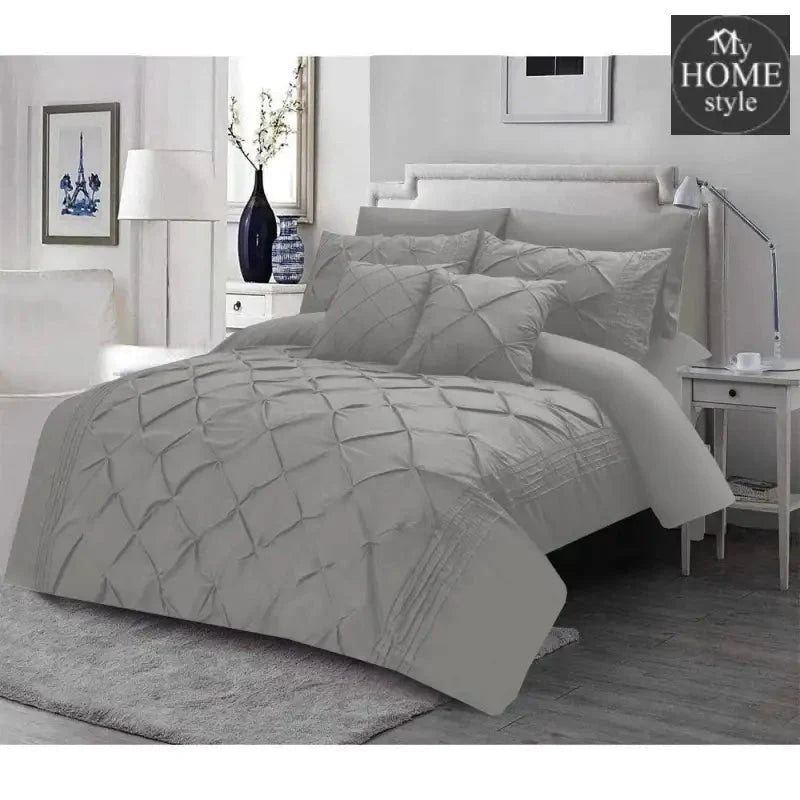 Luxury Pintuck & Pleated Duvet Set Silver
