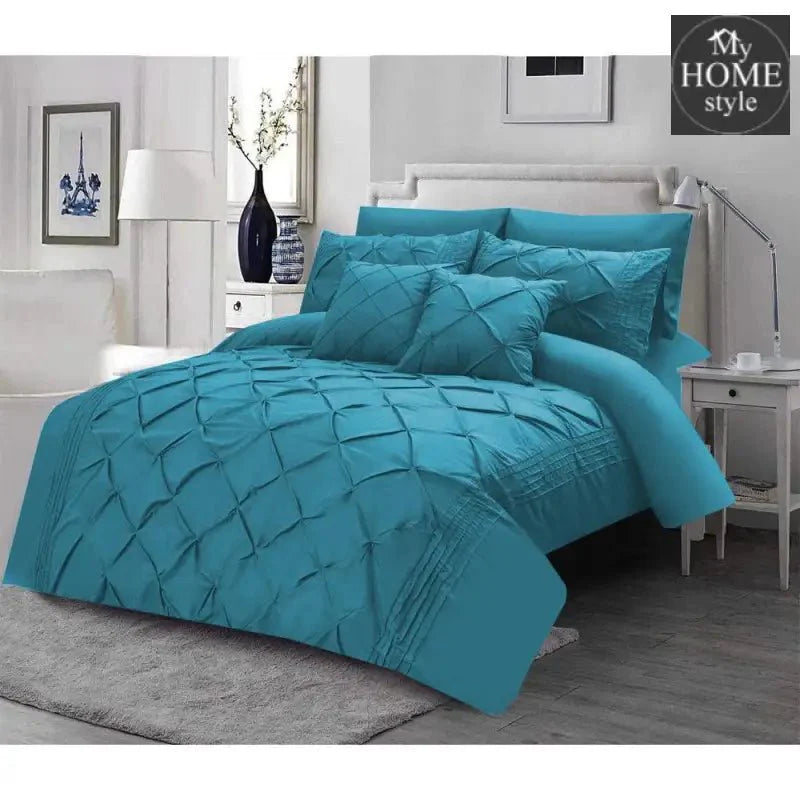 Luxury Pintuck & Pleated Duvet Set Torquise