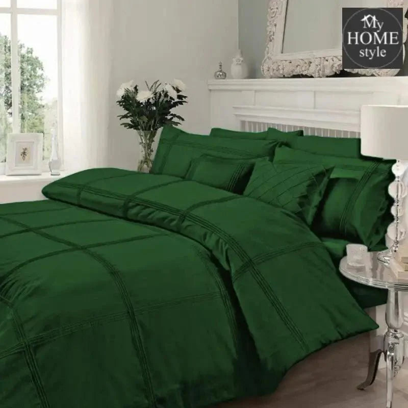 Luxury Sateen Pleated Duvet Set Forest Green