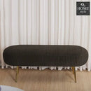 Luxury Three Seater Velvet Stool With Steel Legs - 1261