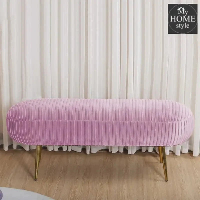 Luxury Three Seater Velvet Stool With Steel Legs - 1261