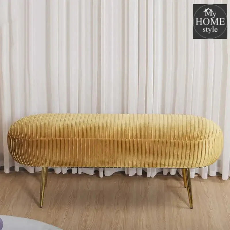 Luxury Three Seater Velvet Stool With Steel Legs - 1261