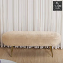 Luxury Three Seater Velvet Stool With Steel Legs - 1261