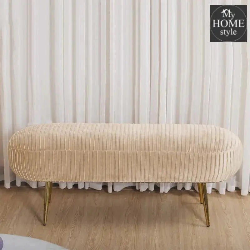 Luxury Three Seater Velvet Stool With Steel Legs - 1261