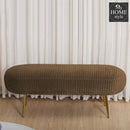 Luxury Three Seater Velvet Stool With Steel Legs - 1261