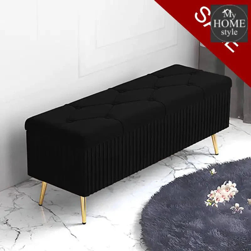 Luxury Three Seater Velvet Stool With Storage Box Space - 1260