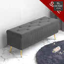 Luxury Three Seater Velvet Stool With Storage Box Space - 1260