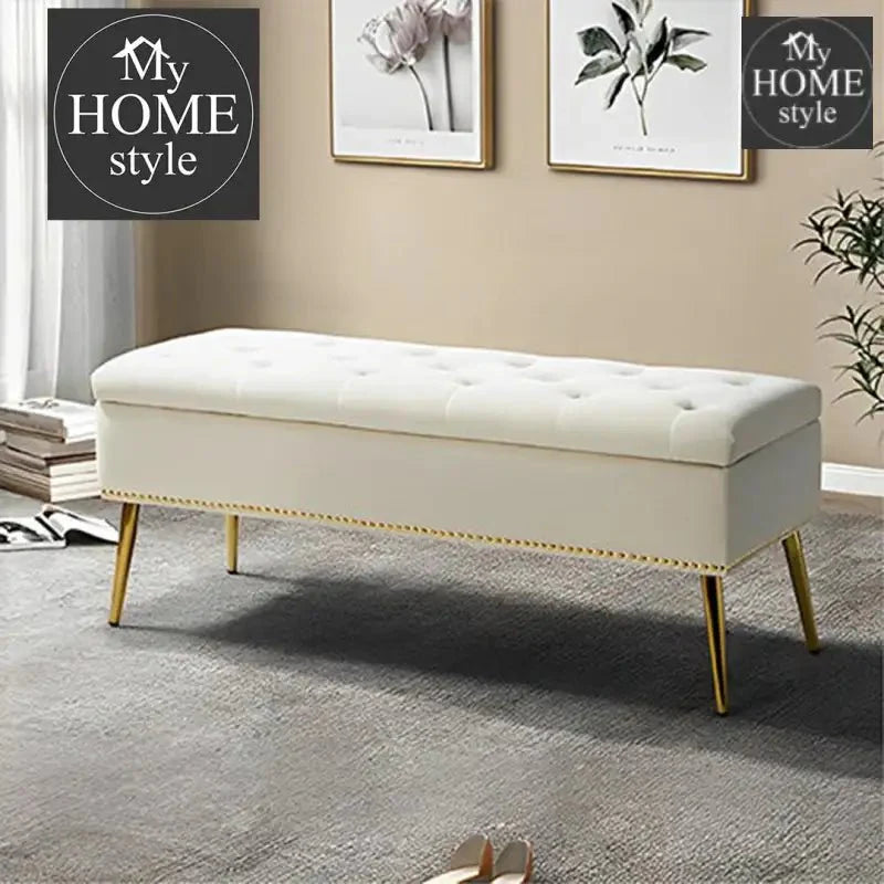 Luxury Three Seater Velvet Stool With Storage Space - 1226