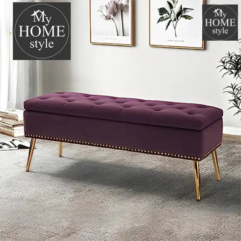 Luxury Three Seater Velvet Stool With Storage Space - 1226