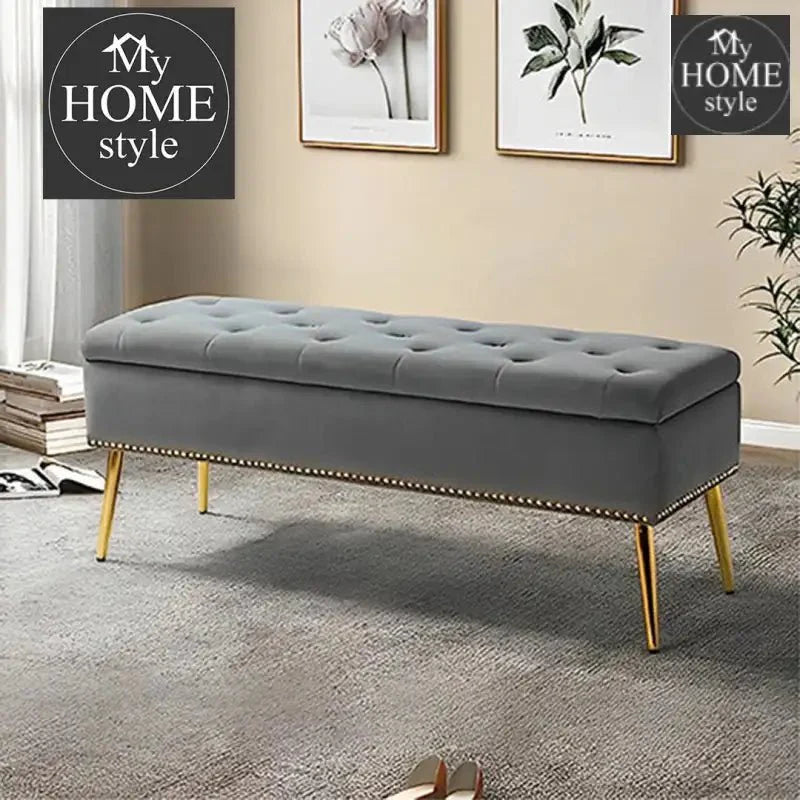 Luxury Three Seater Velvet Stool With Storage Space - 1226