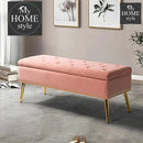 Luxury Three Seater Velvet Stool With Storage Space - 1226