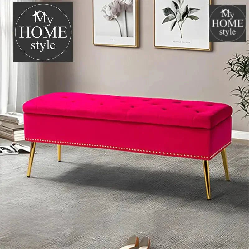 Luxury Three Seater Velvet Stool With Storage Space - 1226