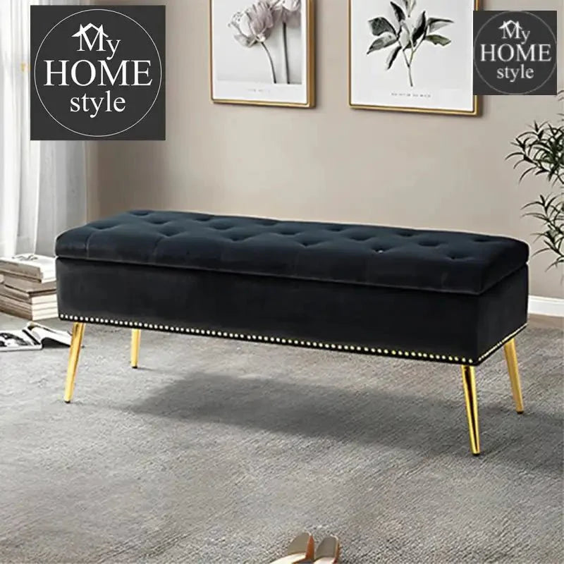 Luxury Three Seater Velvet Stool With Storage Space - 1226