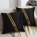 LUXURY VELVET CUSHION COVERS BLACK WITH GOLD.