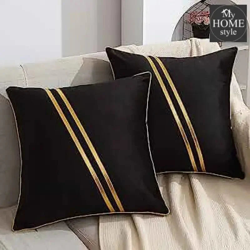 LUXURY VELVET CUSHION COVERS BLACK WITH GOLD.