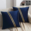 LUXURY VELVET CUSHION COVERS BLUE WITH GOLD.