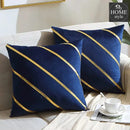LUXURY VELVET CUSHION COVERS BLUE WITH GOLD.