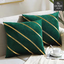 LUXURY VELVET CUSHION COVERS GREEN WITH GOLD.