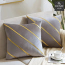 LUXURY VELVET CUSHION COVERS GREY WITH GOLD.