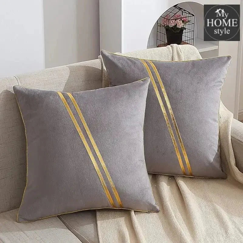 LUXURY VELVET CUSHION COVERS GREY WITH GOLD.