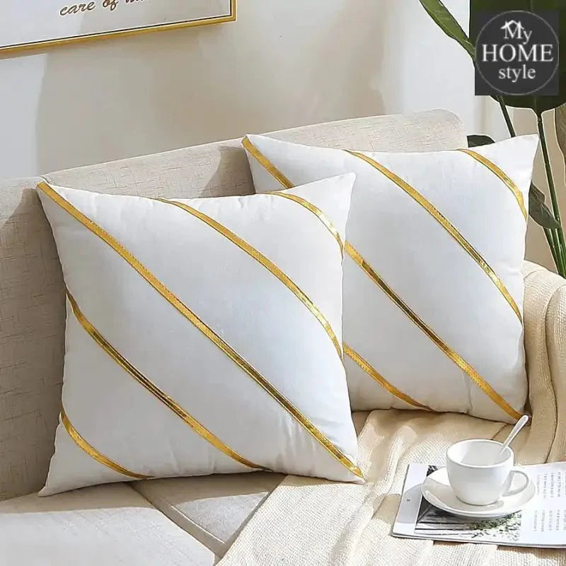 LUXURY VELVET CUSHION COVERS OFF WHITE WITH GOLD.