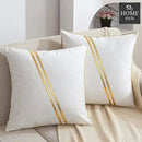 LUXURY VELVET CUSHION COVERS OFF WHITE WITH GOLD.