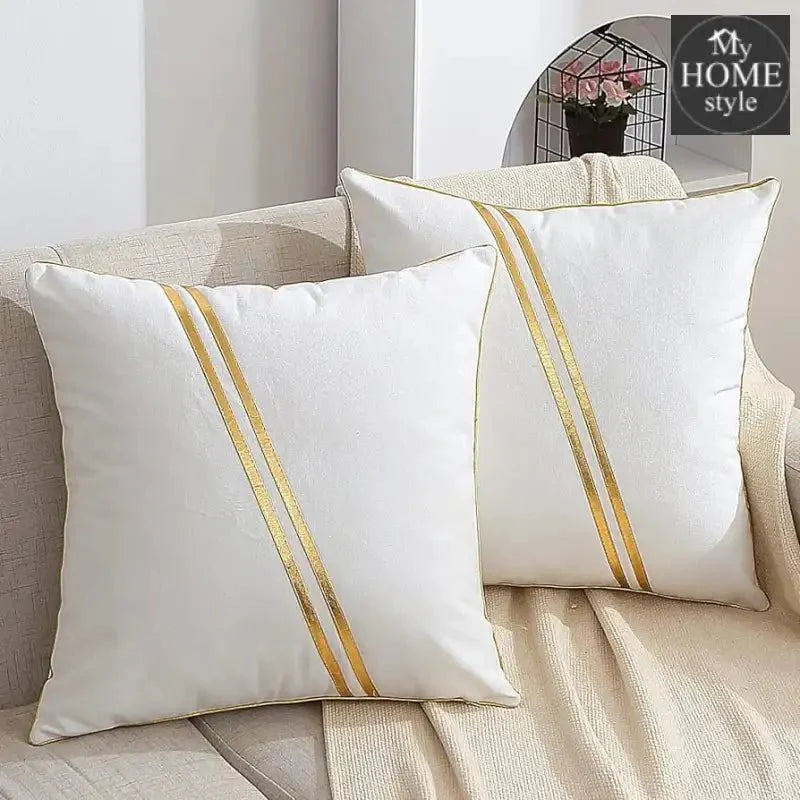 LUXURY VELVET CUSHION COVERS OFF WHITE WITH GOLD.