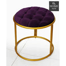 Luxury Velvet Round Stool With Steel Stand -892