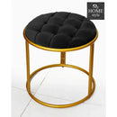 Luxury Velvet Round Stool With Steel Stand -893