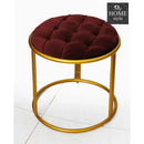 Luxury Velvet Round Stool With Steel Stand -894