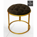 Luxury Velvet Round Stool With Steel Stand -895