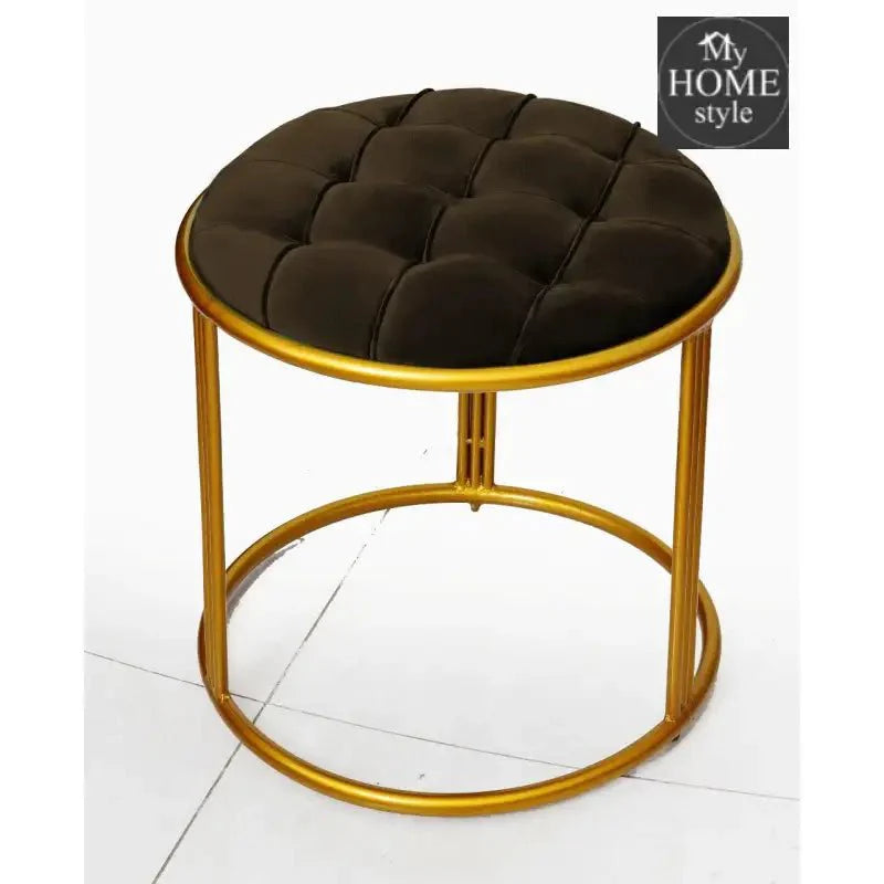 Luxury Velvet Round Stool With Steel Stand -895