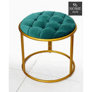 Luxury Velvet Round Stool With Steel Stand -896