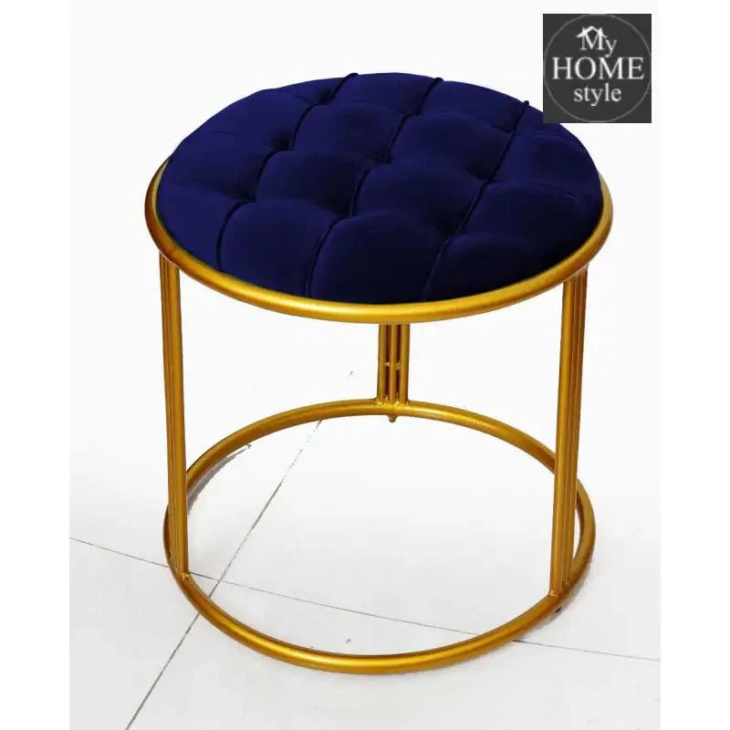 Luxury Velvet Round Stool With Steel Stand -897