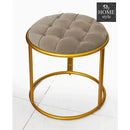 Luxury Velvet Round Stool With Steel Stand -898