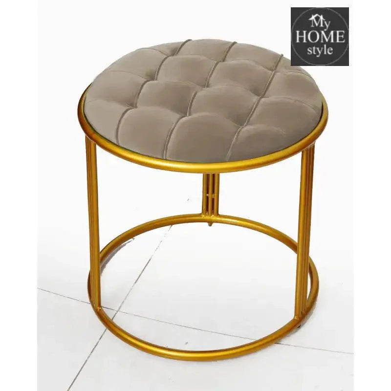 Luxury Velvet Round Stool With Steel Stand -898